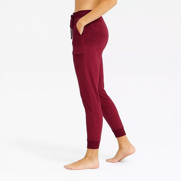Women's Cozy Fleece Jogger Pants Berry Red - Picture 4 of 4